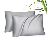 Fittia Ensemble de taies d’Oreiller en Tissu 100% Bambou Lyocell comme de la Soie Naturelle en Couleur Grise argentée avec la Taille 40x60cm