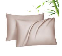 Fittia Ensemble de taies d’Oreiller en Tissu 100% Bambou Lyocell comme de la Soie Naturelle en Couleur Rose avec la Taille 50x70cm