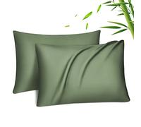Fittia Ensemble de taies d’Oreiller en Tissu 100% Bambou Lyocell comme de la Soie Naturelle en Couleur Vert avec la Taille 50x75cm