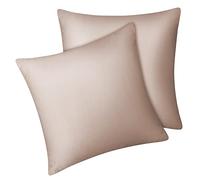 Fittia Ensemble de taies d’Oreiller en Tissu 100% Bambou Lyocell comme de la Soie Naturelle en Couleur Taupe avec la Taille 65x65cm