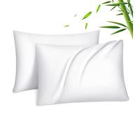 Fittia Ensemble de taies d’Oreiller en Tissu 100% Bambou Lyocell comme de la Soie Naturelle en Couleur Blanche avec la Taille 50x70cm