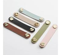 Fitting store Poignées de meuble en cuir - 13,9 cm x 2,5 cm - Avec vis - En cuir - Pour la cuisine, Noir