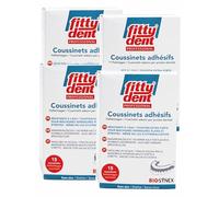Fittydent Boîte de 15 Coussinets Adhésifs de Fitty dent Lot de 4 boites