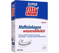 Fittydent Lot de 20 inserts super adhésifs, spécialement conçus pour les mâchoires inférieures étroites et plates, maintien solide, long et sûr pour prothèses de mâchoire inférieure, insolubles dans