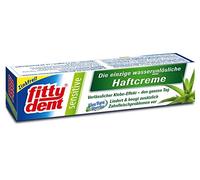 fittydent Sensitive Crème adhésive collante au lieu de seulement coller - Une journée entière, pour prothèses complètes et partielles, avec l'effet nourrissant de l'aloe vera et de la myrrhe, 40 g