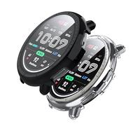 Fitudoos [2 Pièces PC Coque Compatible avec Amazfit Active 2,Coque Rigide en PC avec Protection d'écran en Verre trempé,Iégère Anti-Chute Haute Sensibilité Protection,1 Noir + 1 Transparent