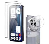 Fitudoos [2 Pièces] Verre Trempé pour Nothing Phone 3A Pro +[1 Pièces] Caméra Arrière Protecteur,Dureté 9H-sans Bulles d'air-Anti Rayures Film Protection écran.