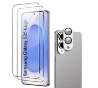 Fitudoos [2 Pièces] Verre Trempé pour Samsung Galaxy S25 Edge +[1 Pièces] Métal Caméra Arrière Protecteur,Dureté 9H-sans Bulles d'air-Anti Rayures Film Protection écran.