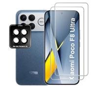 Fitudoos [2 Pièces] Verre Trempé pour Xiaomi Poco F8 Ultra +[1 Pièces] Caméra Arrière Protecteur+Outil d'installation simple, Dureté 9H-sans Bulles d'air-Anti Rayures Film Protection écran.