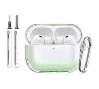 Fitudoos Compatible avec AirPods Pro 3 Coque,Témoin LED Visible,en TPU Coque Protection Antichoc,avec Porte-clés et Stylo de Nettoyage.(Vert)