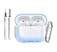Fitudoos Compatible avec AirPods Pro 3 Coque,Témoin LED Visible,en TPU Coque Protection Antichoc,avec Porte-clés et Stylo de Nettoyage.(Bleu)