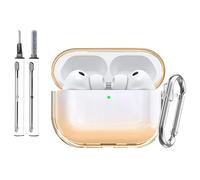 Fitudoos Compatible avec AirPods Pro 3 Coque,Témoin LED Visible,en TPU Coque Protection Antichoc,avec Porte-clés et Stylo de Nettoyage.(Orange)