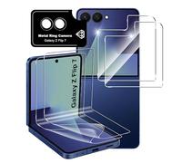 Fitudoos Compatible avec Samsung Galaxy Z Flip 7【2 Pièces】 Protection écran l'intérieur Souple + 【2 Pièces】 Avant Verre Trempé Protection Écran+【1 Pièces】 Caméra Protecteur, HD Transparent