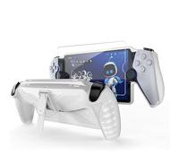 Fitudoos Coque avec Fonction Support + [1 Pièces ] Verre Trempé en Silicone Compatible avec Playstation Portal,Liquid Silicone Coque, Anti-Chocs,Blanc.