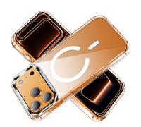 Fitudoos Coque pour iPhone 17 Pro Max,Compatible MagSafe,Monture de lentille en métal + Bouton en métal,Hautement Transparent et résistant, Anti-jaunissement,Anti-Graisse Coque -Transparent