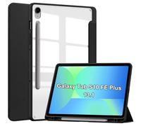 Fitudoos Coque pour Samsung Galaxy Tab S10 FE Plus/Tab S10 FE+ 13.1 Pouce, en Cuir PU avec Coque en Acrylique, Support Pliable et Emplacement pour Stylo-Noir