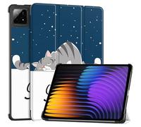 Fitudoos Coque pour Xiaomi Pad 7/Pad 7 Pro 11.2 Pouce 2024,Smart Case Cover Housse Etui de Protection Ultra Slim Housse Étui avec Fonction Support,Veille/réveil Automatique,Chat Paresseux