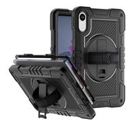 Fitudoos Coque pour Xiaomi Redmi Pad 2 11" 2025 (Ne s'applique Pas à la Version 4G), Coque Antichoc Durable avec 360 Degrés Rotative Support, Bandoulière Amovible et dragonne réglable Coque - Noir