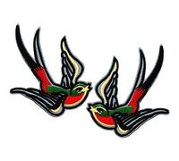 Fituenly 1 Paire d'Appliques Brodées Hirondelle Colorée Patchs à Repasser Patchs de Broderie pour Vêtements Appliqué