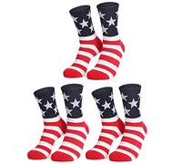 Fituenly 3 Paires de Chaussettes en Coton avec Motif de Rayures du Drapeau américain Chaussettes à la Mode pour Hommes