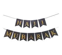 Fituenly Bannière De Fanions Hajj Mubarak, Bannière Eid Mubarak, Guirlande De Drapeaux, Fournitures De Fête du Ramadan, Fête Musulmane, Décoration De Cheminée pour Maison