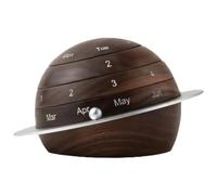 Fituenly Calendrier De Bureau Perpétuel Rotatif en Bois avec Motif Planète Vintage, Calendrier De Compte À Rebours Rustique en Bois pour Décoration De Maison du Bureau