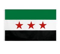 Fituenly Drapeau de la Syrie en Polyester de 90 * 150cm, Drapeau à Trois étoiles de la République Arabe syrienne, bannière extérieure vive pour décoration de Festival.
