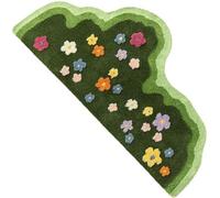 Fituenly Forme Ondulée Vert 3D Fleur Touffeté Tapis Doux Touffetage Canapé Tapis Absorbant Antidérapant Chambre Pieds Tapis De Chevet Tapis Coussinets De Pied