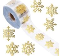 Fituenly Lot De 1 000 Autocollants Flocons De Neige en Feuille d'or, Transparents, Holographiques, Ronds, Autocollants, pour Décoration De Noël, Enveloppes, Cadeaux