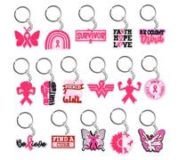 Fituenly Lot de 16 Porte-clés Roses pour Femmes, pour Sensibilisation Au Cancer du Sein, Encouragement Inspirant, Guérison du Cancer du Sein, Style Aléatoire
