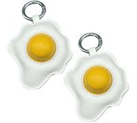 Fituenly Lot De 2 Porte-clés en Forme D'œuf Au Plat, Pendentif De en Cuir Synthétique, Pendentifs en Forme D'œuf Poché, Ornement Suspendu, Porte-clés en Forme D'œuf Dur, Pendentif De, Breloques