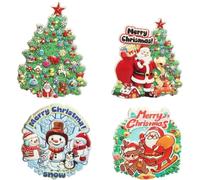 Fituenly Lot De 4 Aimants De Noël pour Réfrigérateur, Autocollants Magnétiques Étanches, Motif Père Noël Bonhomme De Neige, Aimants Amovibles pour Réfrigérateur