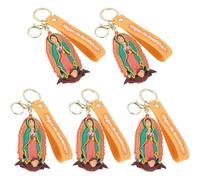 Fituenly Lot De 5 Porte-clés Vierge pour Femmes Hommes, avec Dragonne, Breloques Vierge De Guadalupe pour Clés De Voiture, À Dos, Bijoux, Cadeaux