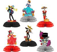 Fituenly Lot De 6 Décorations De Table Dia De Los Muertos, Centres De Table en Nid d'abeille pour Halloween, Fête d'anniversaire, Fournitures De Fête du Jour des Morts