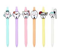 Fituenly Lot De 6 Stylos À Bille Rétractables en Forme De Dents, 1 Mm, Recharges, Encre Noire, pour Infirmières Étudiants en Dentaire