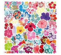 Fituenly Lot de 60 Autocollants Fleurs Hawaïennes, Graffitis, pour Bagages, Ordinateur Portable, Skateboard,