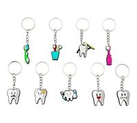 Fituenly Lot De 9 Porte-clés Décoratifs en Forme De Dent pour Dentiste, Carte Cadeau pour Assistant Dentaire, Ornement Mignon pour Voiture, À Main
