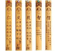 Fituenly Marque-Page en Bois De Bambou Sculpté, 1 Ensemble De Marque-Pages À Caractères Chinois, Marque-Pages De Style Traditionnel, Accessoires pour Étudiants