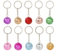 Fituenly Porte-clés Boule, 10 Pièces, Porte-clés Boule Miroir, Porte-clés Années 70, Décoration De Fête des Années 70