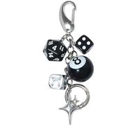 Fituenly Porte-clés Noir Porte-Bonheur, Porte-clés 8 Boules, Pendentif Cerise avec Étoile pour Femme, Accessoire Y2k Mignon