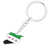 Fituenly Porte-clés Pendentif Drapeau De Carte Syrienne en Acier Inoxydable, Couleur Or/Mode, Chaîne De Carte Syrienne, Bijoux pour Femmes Hommes