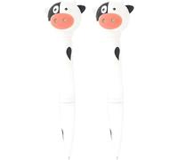 Fituenly Stylo De Vache avec Son De Meuglement Lumière LED, Stylos Imprimés De Vache Mignons, Recharge d'encre Noire, Cadeaux De Vache Amusants pour Femmes, Filles Enfants (2 Pièces)