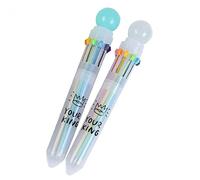 Fituenly Stylos Navette 2 Pièces 10-en-1 Stylo À Bille Multicolore 0.5mm Stylos À Bille Couronne d'encre Colorée pour Fournitures Scolaires De Bureau