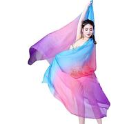 Fituenly Voile de danse du ventre en soie véritable Écharpe en soie Voiles de danse du ventre en dégradé de couleurs Châle pour la pratique Enveloppe de visage