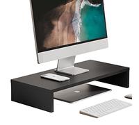 FITUEYES Réhausseur d'Écran d'Ordinateur Moniteur Stand en Bois Support de Moniteur PC et TV pour Bureau,Famille 54x25,5x10cm Noir DT105401WB