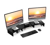 FITUEYES Réhausseur d'Écran en Bois,Support de Moniteur Réglable,Support d'Ordinateur Portable,PC,TV,Imprimante - pour 2 Moniteurs,92,5-108x23,5x10,2cm,Noir