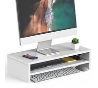 FITUEYES Réhausseur d'Écran en Bois Support d'Ordinateur,PC,TV,Monitor Stand pour Bureau et Famille 54x25,5x14cm Blanc
