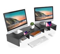 FITUEYES Réhausseur d'Écran Supoort d'Ordinateur TV PC Moniteur Stand en Bois pour Bureau 79-111 2x28x10 6cm Noir DT111101WB