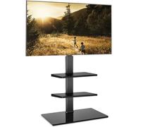 FITUEYES Support TV sur pied 32-60"", 2 tablettes ajustables, gestion câbles, hauteur modulable, charge 30kg, VESA 600×400, Noir