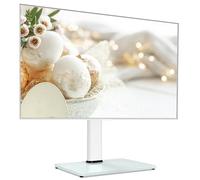 FITUEYES Support TV sur Pied de 32 à 65 Pouces Pivotant 80°,Pied TV Universel 4 Réglages en Hauteur avec Base en Verre Trempé,Capacité de Charge 40kg,Max VESA 600x400mm